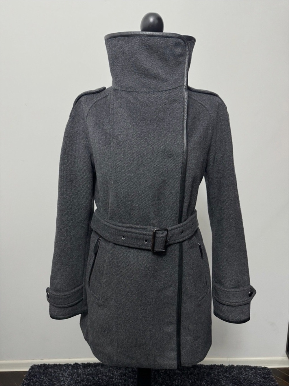 Burberry Brit "Waltford" Asymmetric Wool Coat